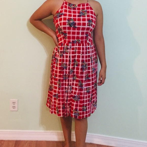 Maison Jules Red Floral Dress size 12 - Picture 1 of 4